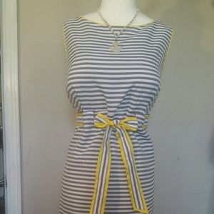 Summer grey and yellow searsucker dress